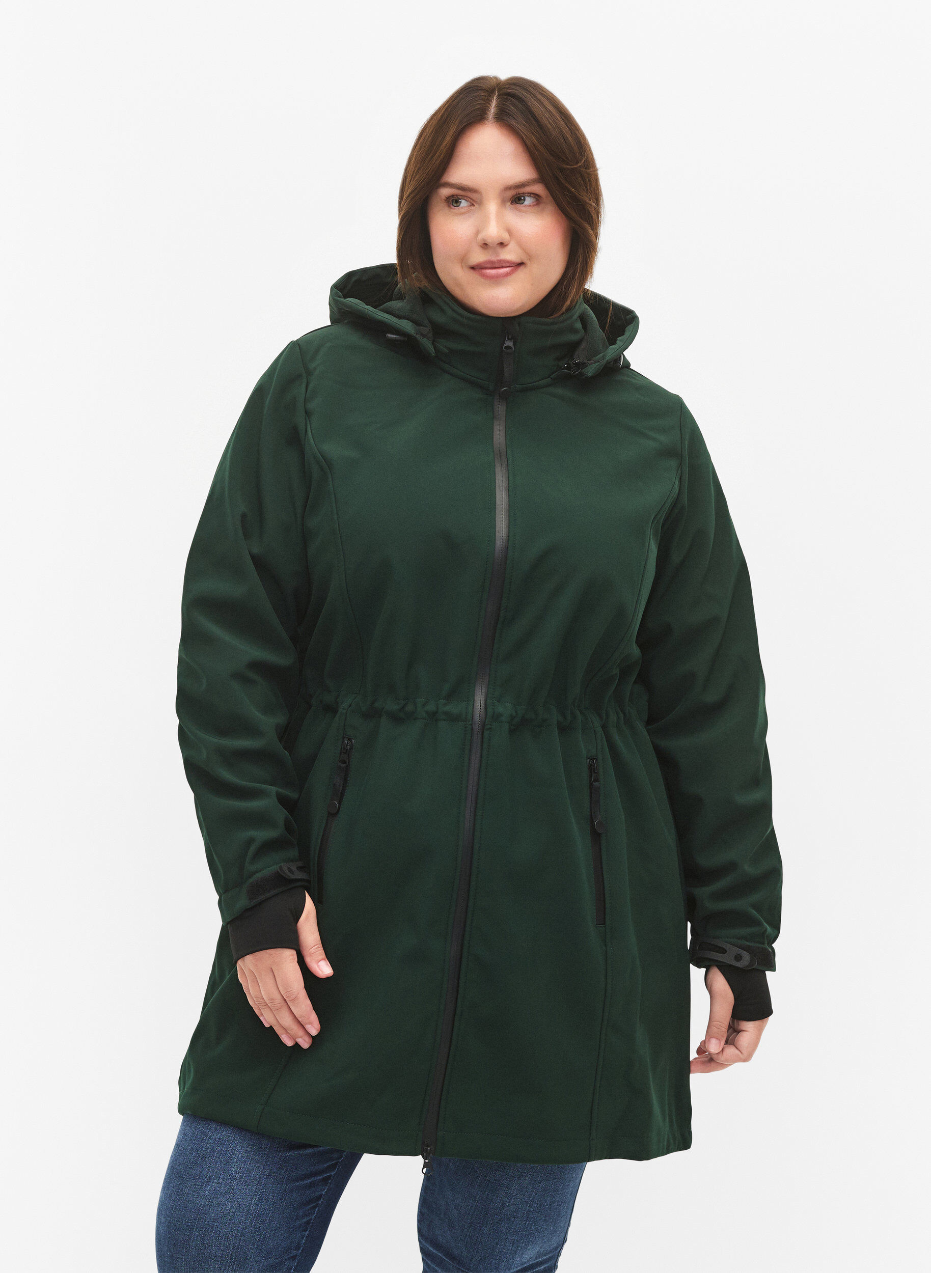 ZizziSoftshell-Jacke mit abnehmbarer Kapuze, Gr&uuml;n, Model image number 0