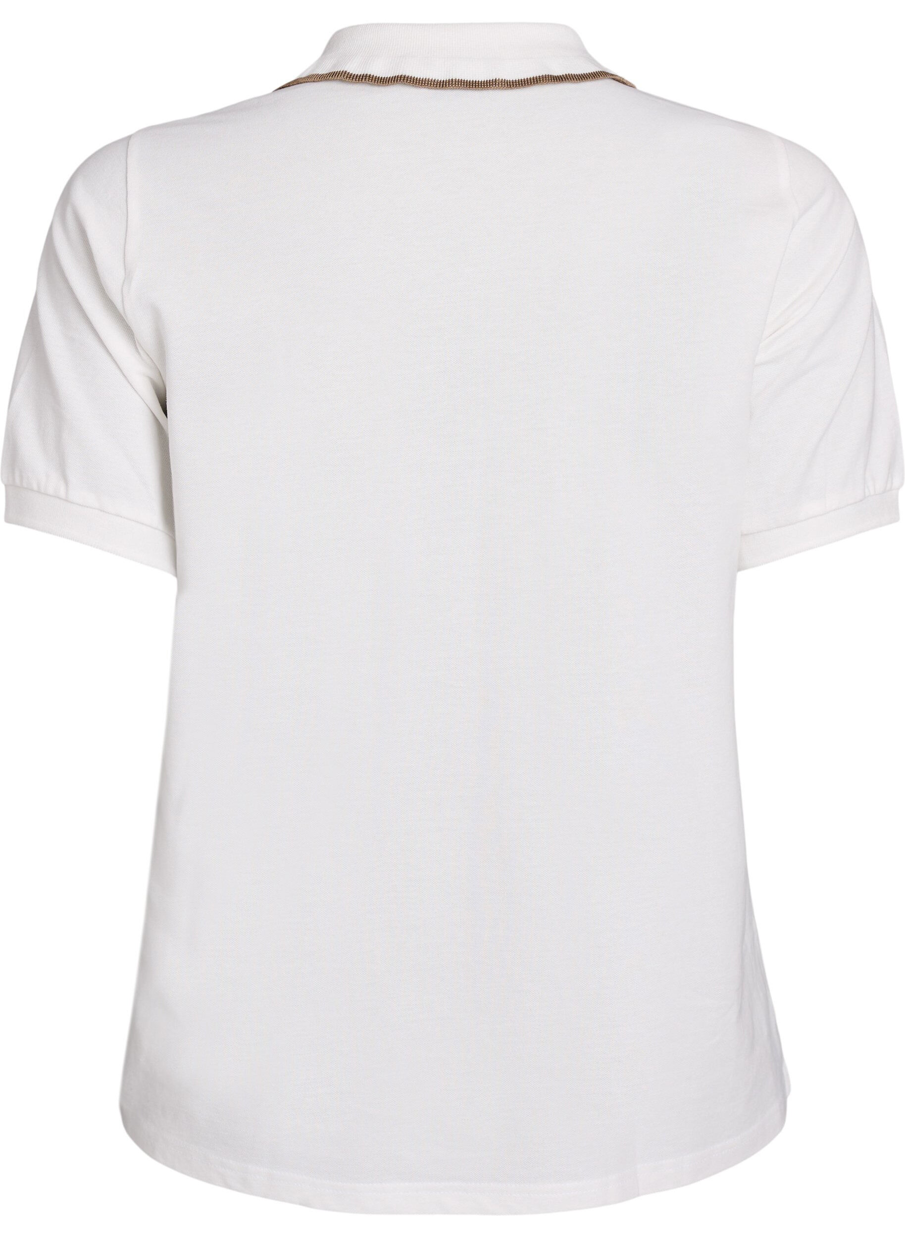 ZizziPoloshirt mit Strasssteinen und R&uuml;schendetails, Vanille, Packshot image number 1