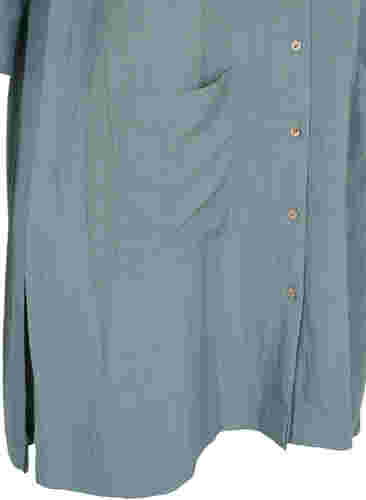 Langes Viskosehemd mit Taschen und 3/4-Ärmeln, Balsam Green, Packshot image number 3