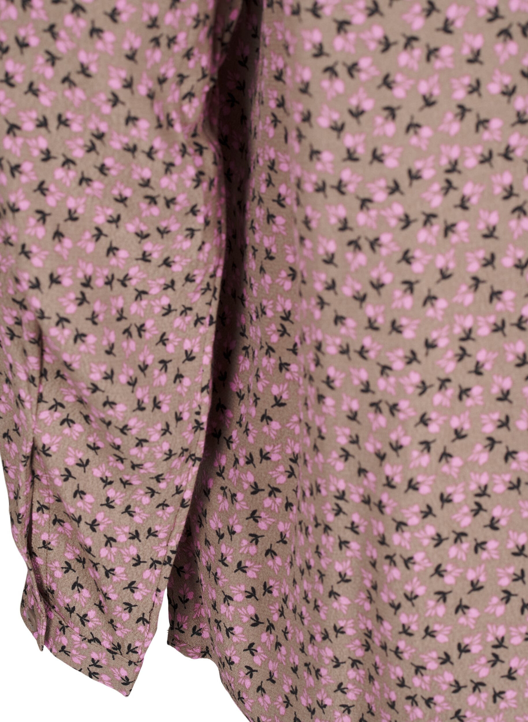 ZizziLang&auml;rmelige Bluse mit gebl&uuml;mtem Print und V-Ausschnitt, Braun, Packshot image number 3