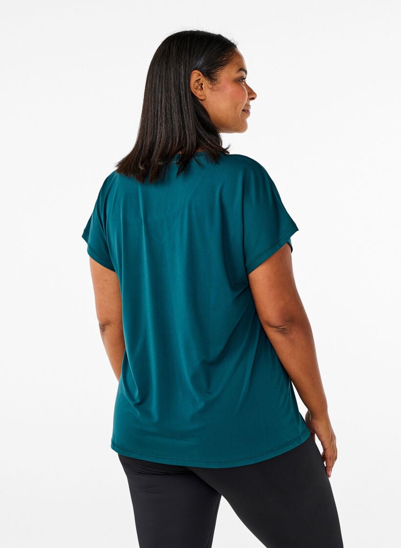 Lockeres Trainings-T-Shirt mit V-Ausschnitt, Gr&uuml;n, Model image number 2