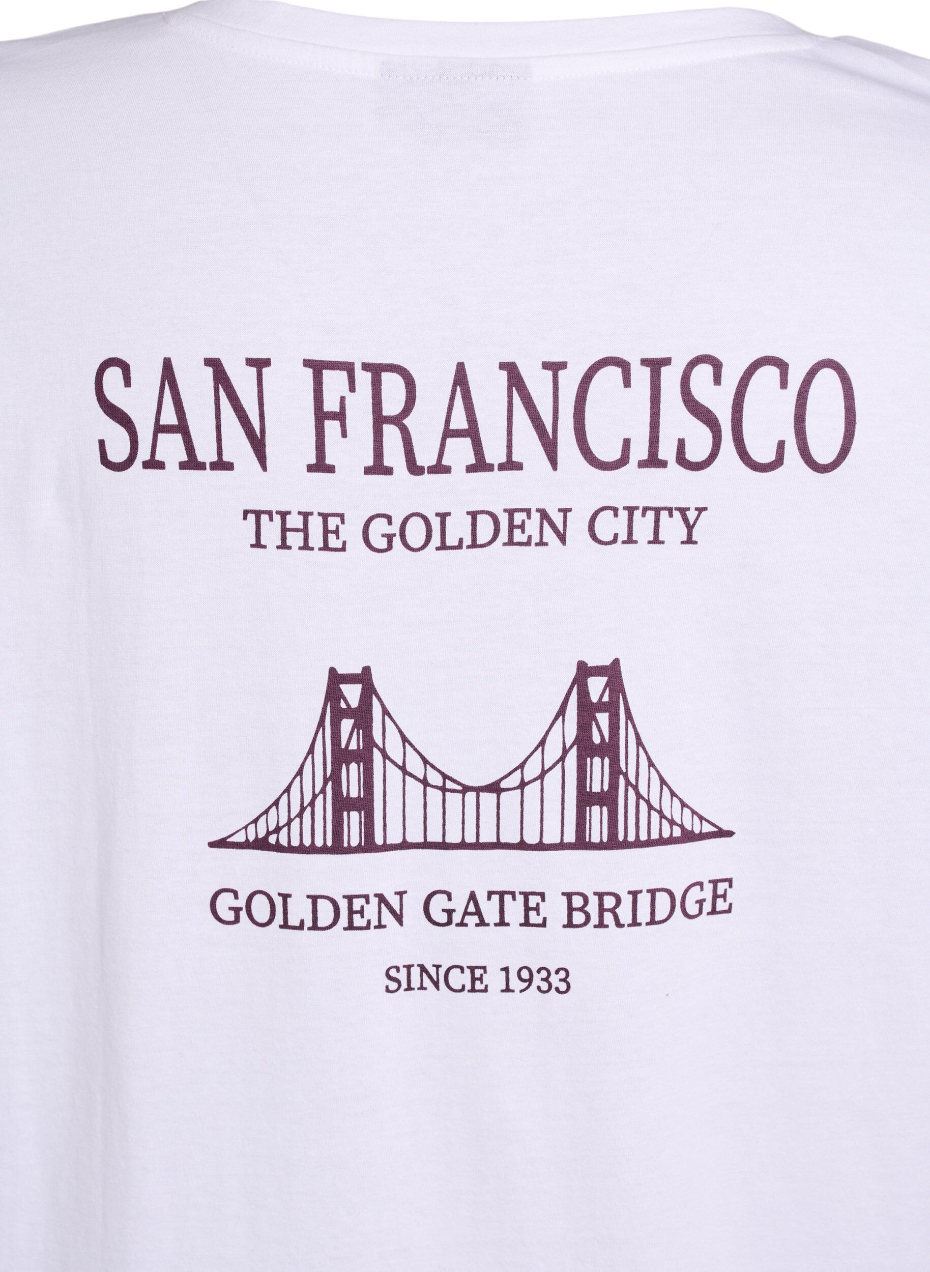 ZizziLanges Nachthemd aus Bio-Baumwolle mit Print, Wei&szlig;, Packshot image number 3