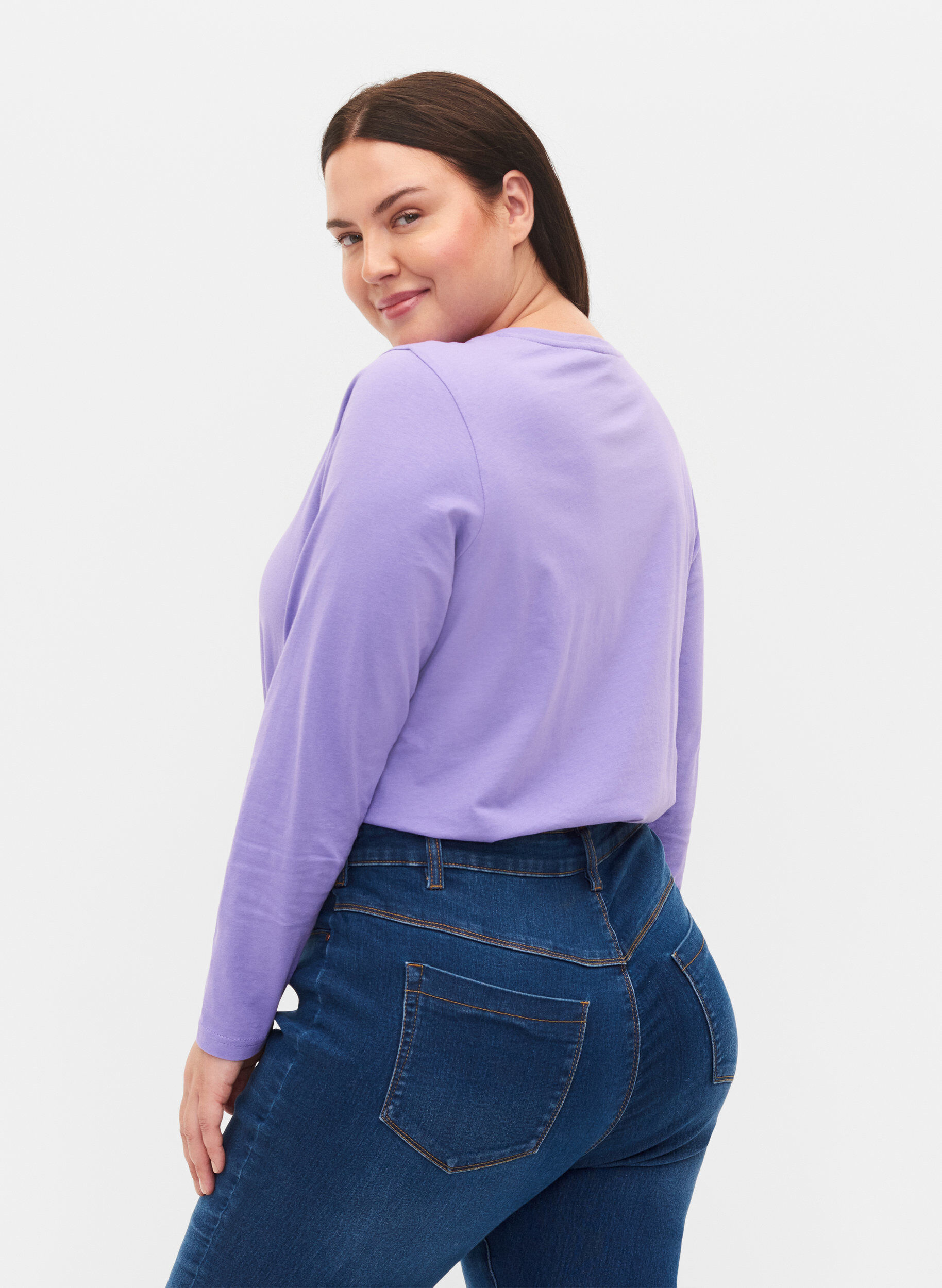 Zizzi2er-Pack Basic-Bluse aus Baumwolle, Paisley Purple/Black, Model image number 1