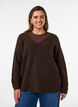 Strickbluse mit V-Ausschnitt und Raglan&auml;rmeln, Braun, Model image number 0