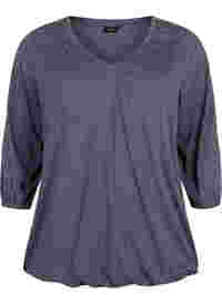 Melange-Bluse mit V-Ausschnitt