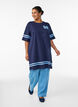 Kurzes T-Shirt-Kleid mit sportlichen Details, Blau, Model image number 1