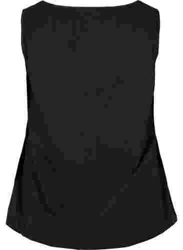 Baumwolltop mit Rundhalsausschnitt und Spitzensaum, Black, Packshot image number 1