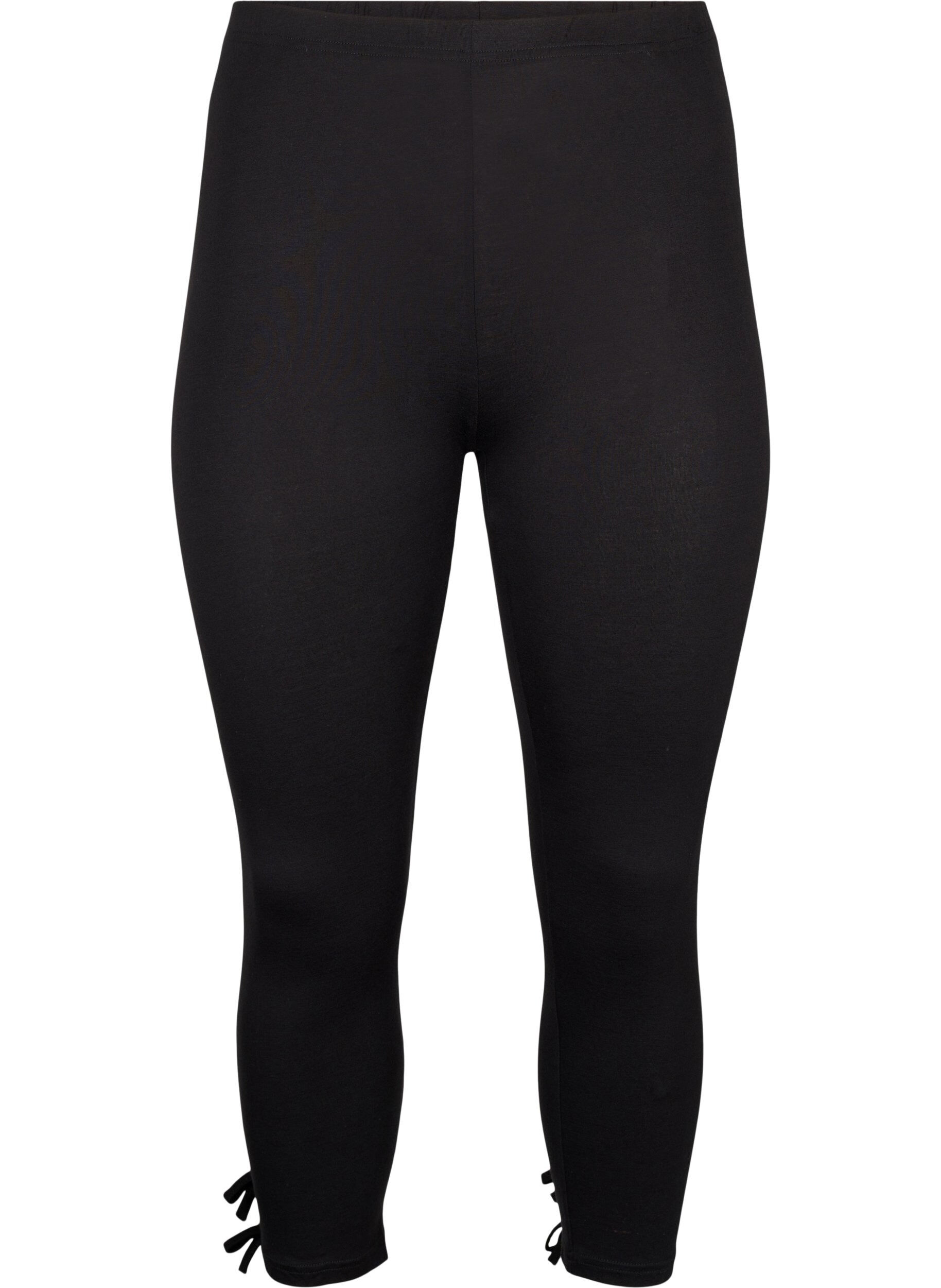 Zizzi3/4 Leggings aus Viskose mit Schleife, Black, Packshot image number 0