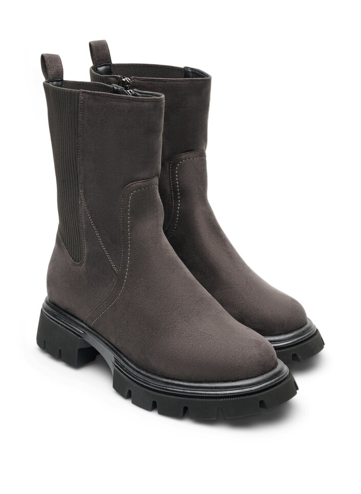Chunky-Stiefel aus Kunstwildleder, Braun, Packshot image number 1