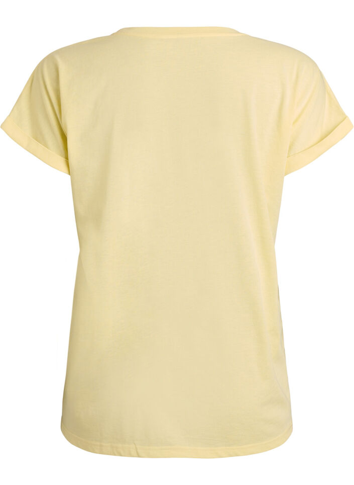 Kurz&auml;rmeliges T-Shirt aus Baumwollmischgewebe, Gelb, Packshot image number 1