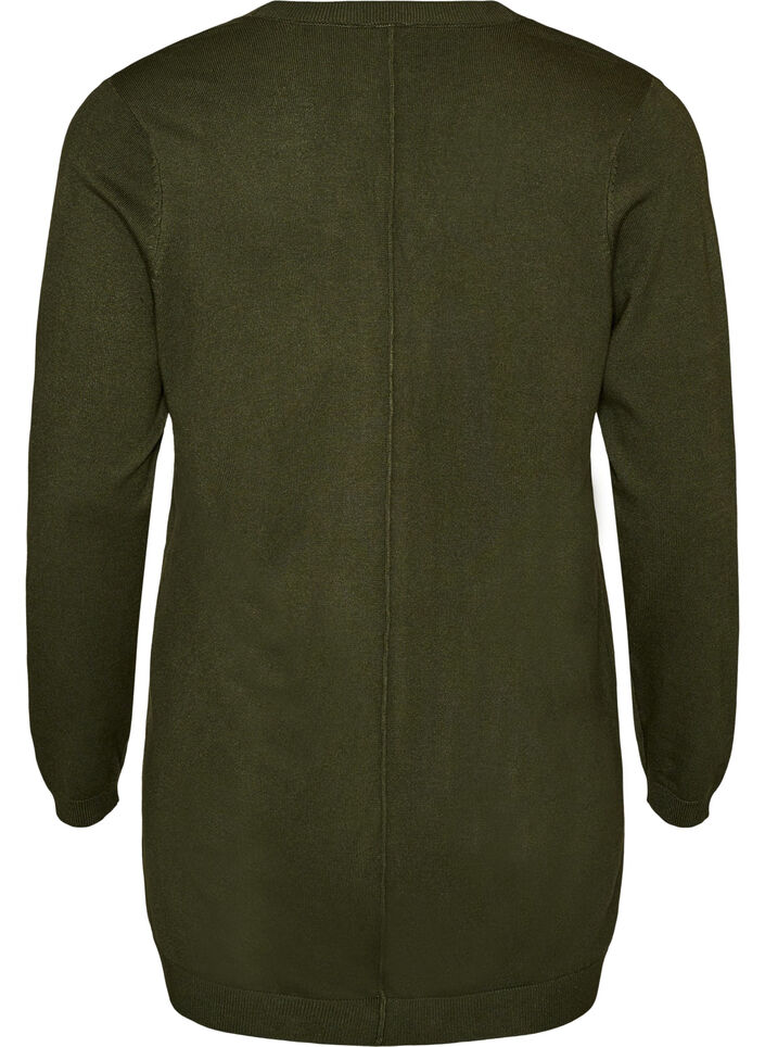 Lange Strickjacke aus einer Viskosemischung, Gr&uuml;n, Packshot image number 1