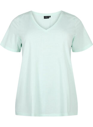 Kurzärmeliges T-Shirt mit V-Ausschnitt, Honeydew, Packshot image number 0