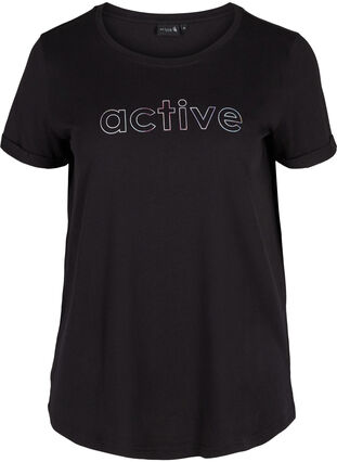 Trainings-T-Shirt aus Baumwolle mit Aufdruck, Black Lights Active, Packshot image number 0