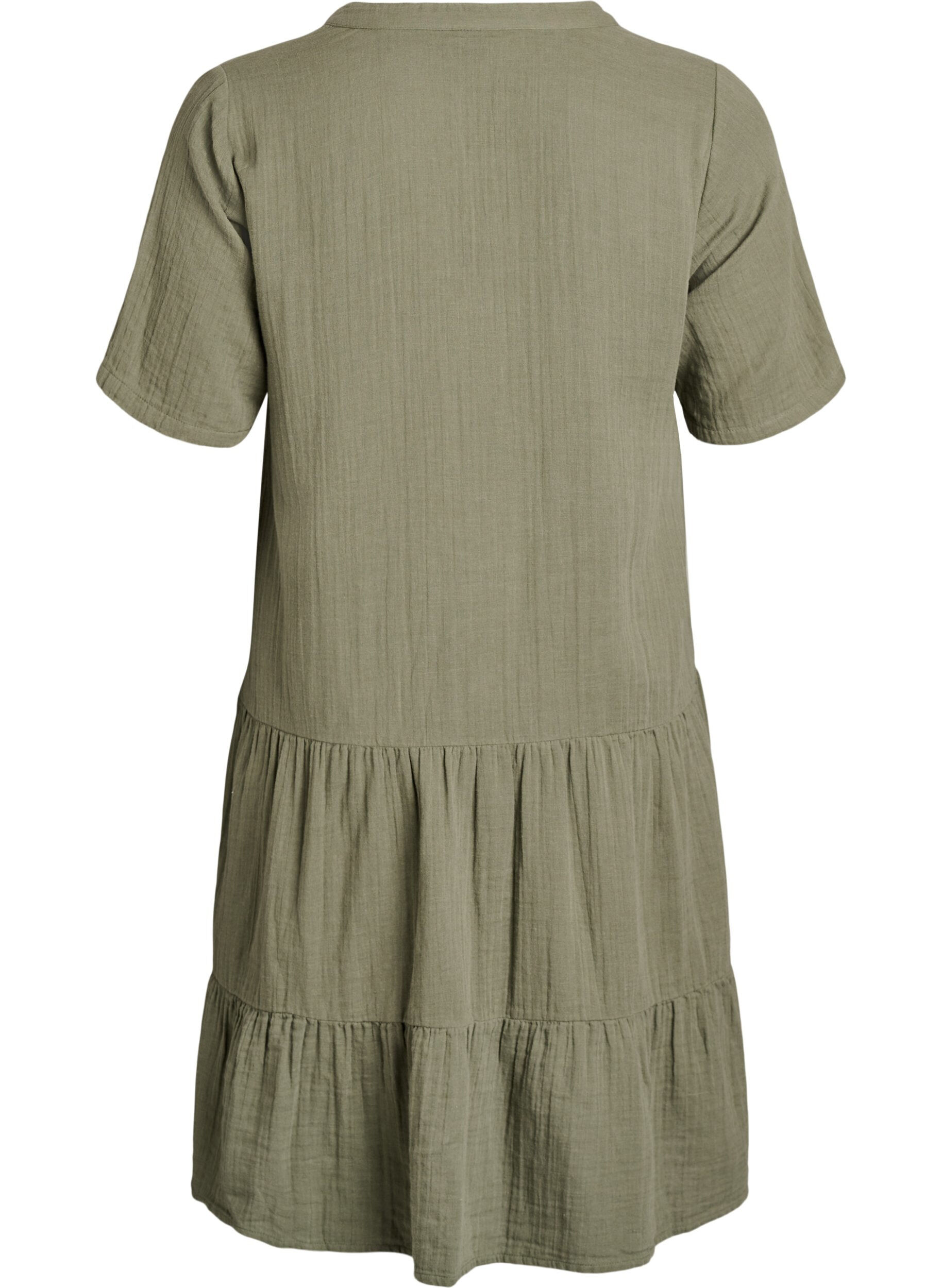 ZizziKurzes A-Linien-Kleid aus Baumwollmusselin, Gr&uuml;n, Packshot image number 1