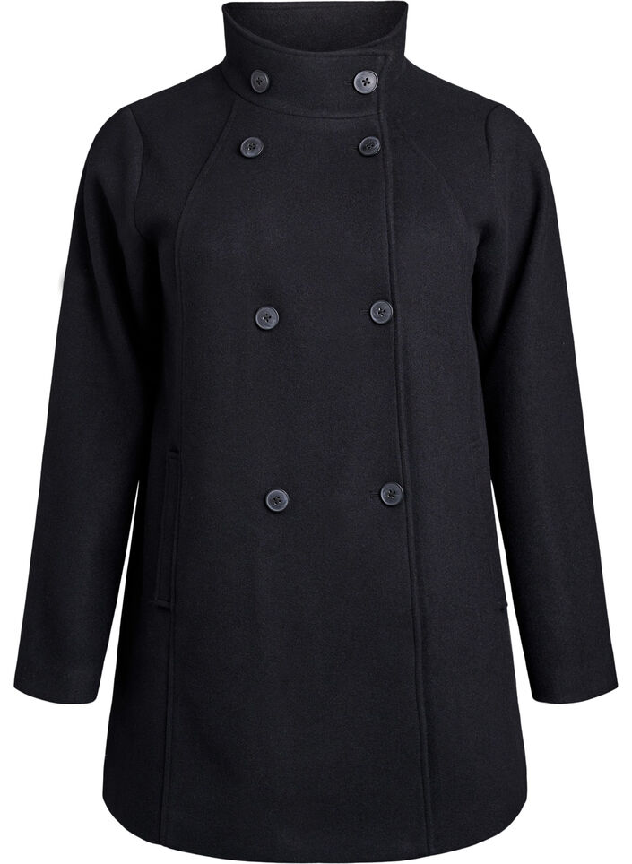 Kurzmantel in A-Linie, Schwarz, Packshot image number 0