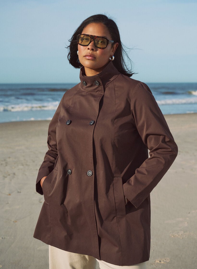 Fr&uuml;hlingsjacke aus wasserabweisendem Material mit A-Linie, Braun, Image image number 0