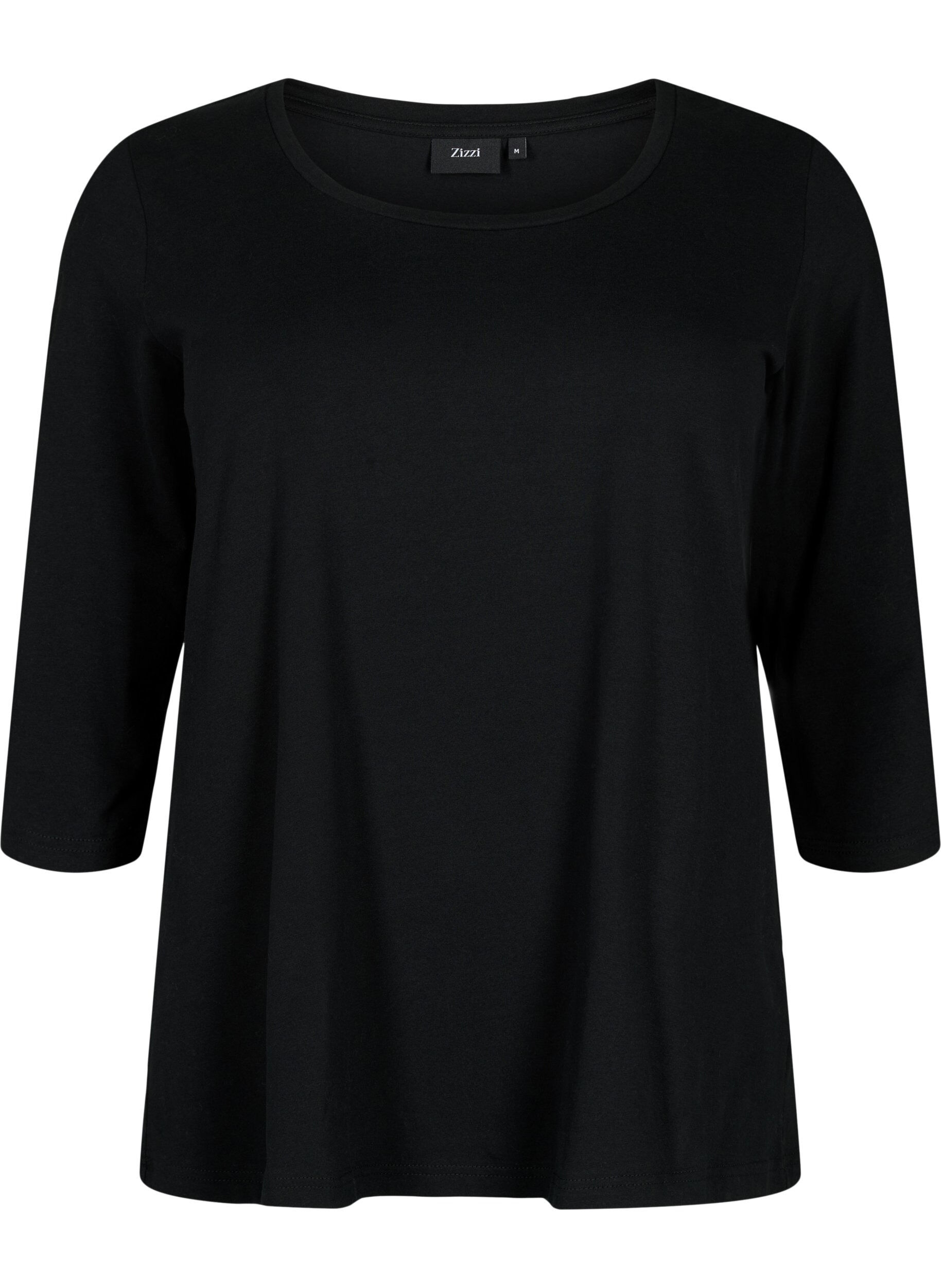 Basic T-Shirt aus Baumwolle mit 3/4-&Auml;rmeln