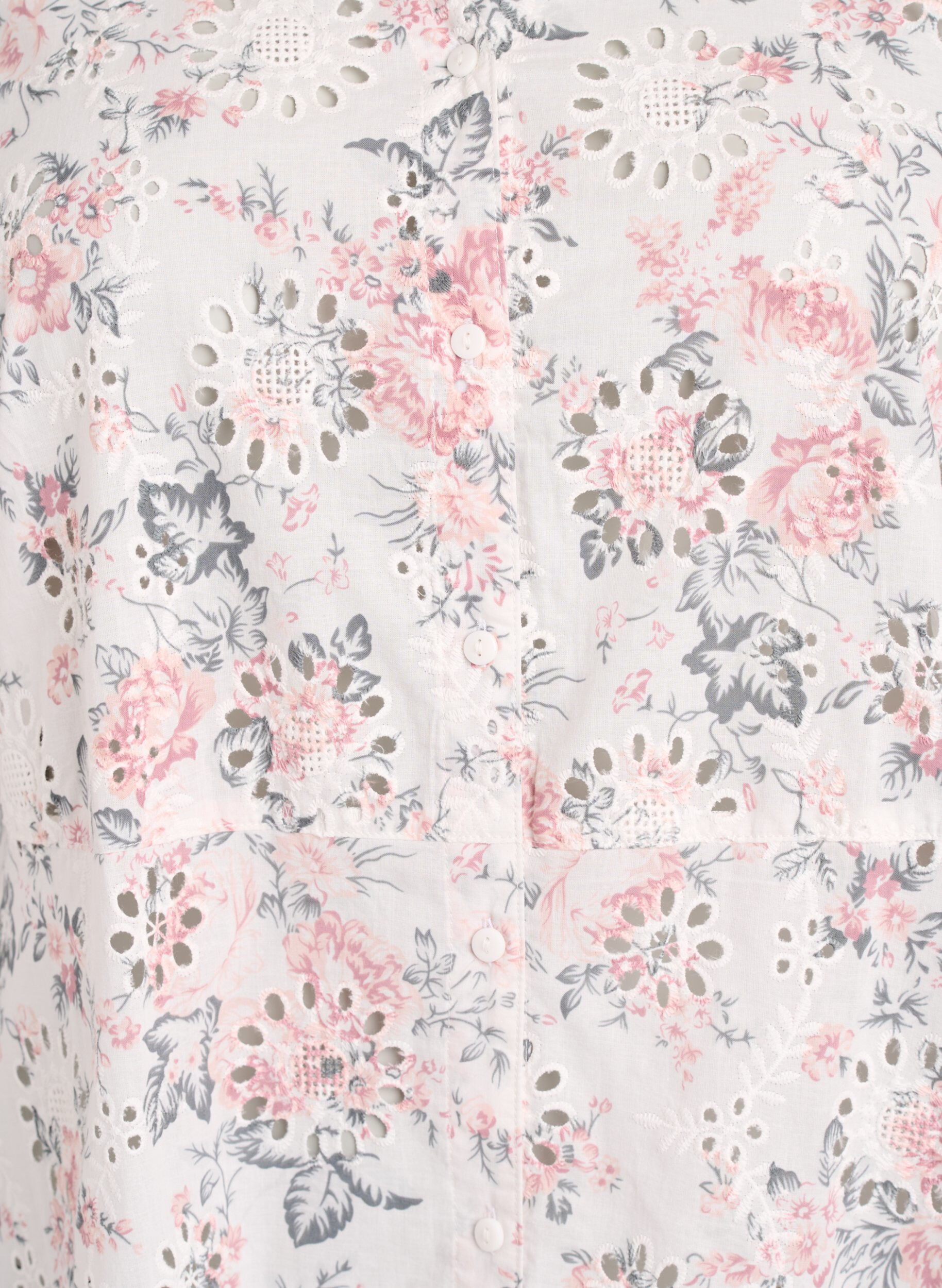 ZizziKleid aus Baumwolle mit gebl&uuml;mtem Muster und Broderie Anglaise, Vanille, Packshot image number 2