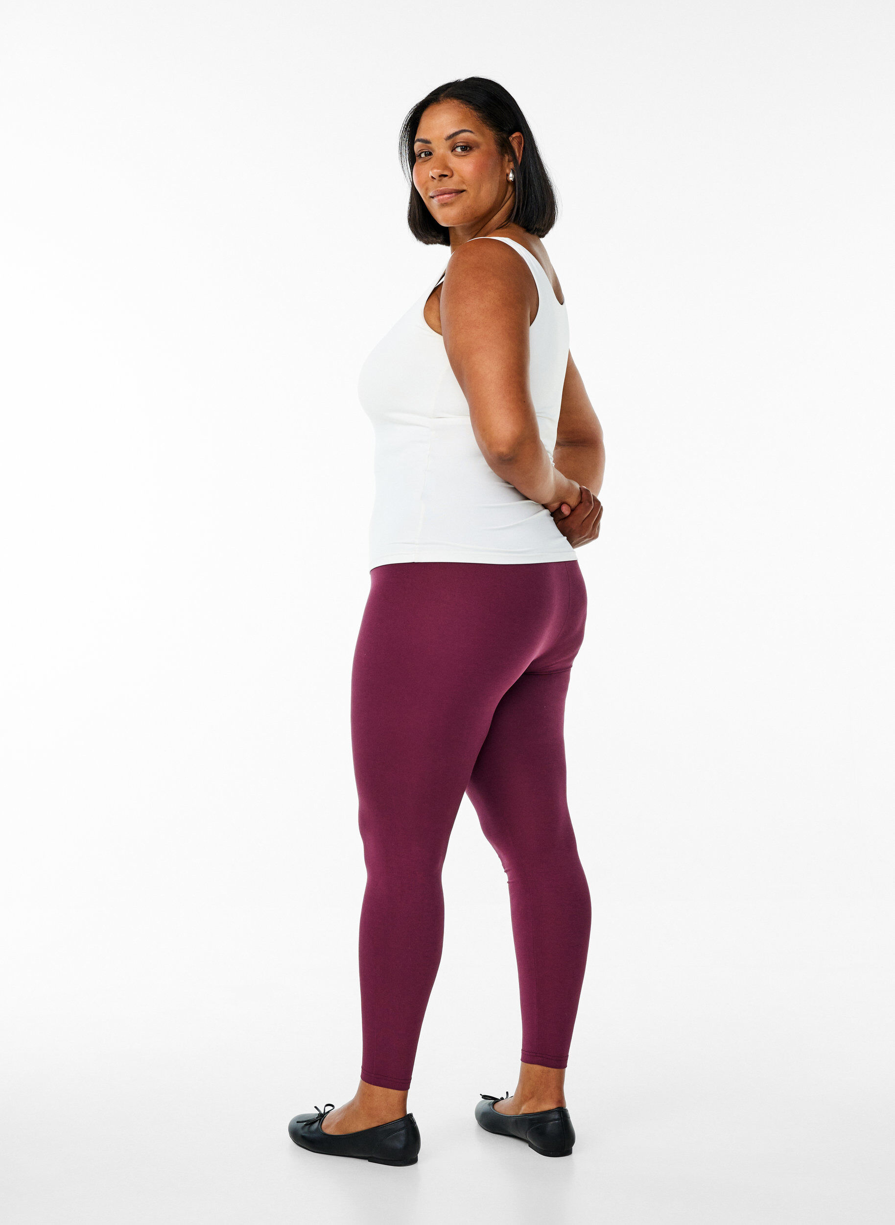 ZizziBasic Leggings aus Viskose, Dunkles Bordeaux, Model image number 2