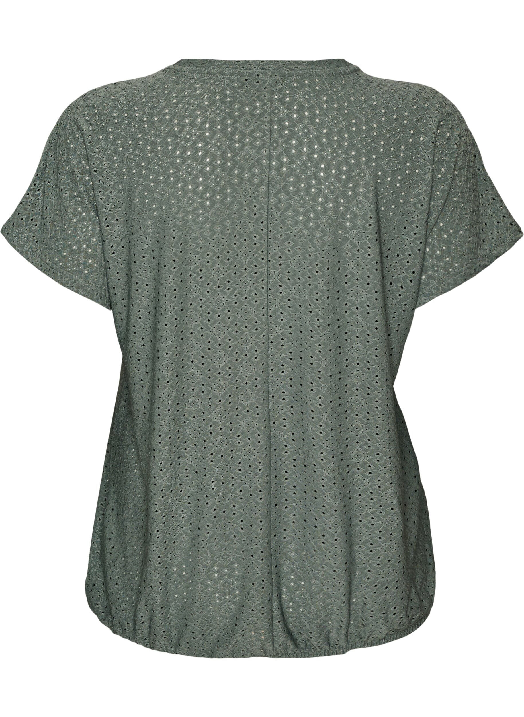 ZizziBluse mit Lochstickerei und Ballon&auml;rmeln, Gr&uuml;n, Packshot image number 1