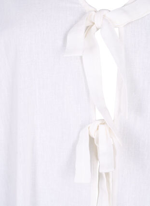 Baumwollbluse mit 3/4-Ärmeln aus einer Baumwollmischung mit Leinen, Bright White, Packshot image number 2