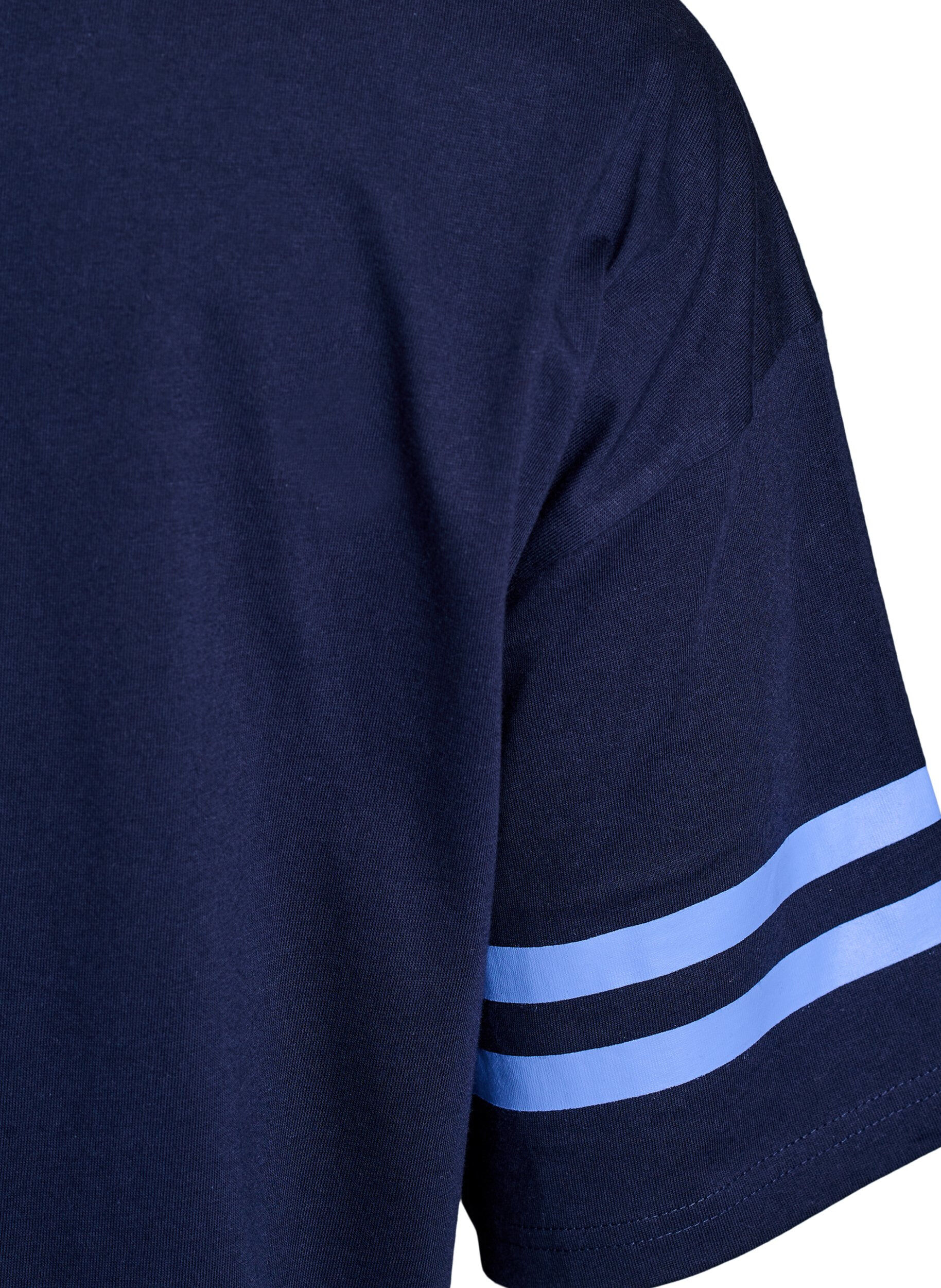 ZizziSportliches Oversize-College-T-Shirt, Blau, Packshot image number 3