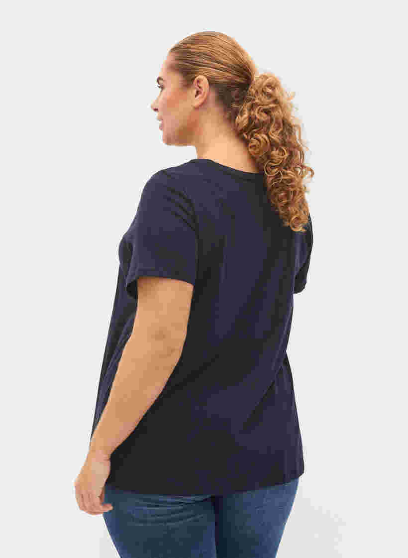 Kurzärmeliges Baumwoll-T-Shirt mit Print, Night Sky Love Love, Model image number 1
