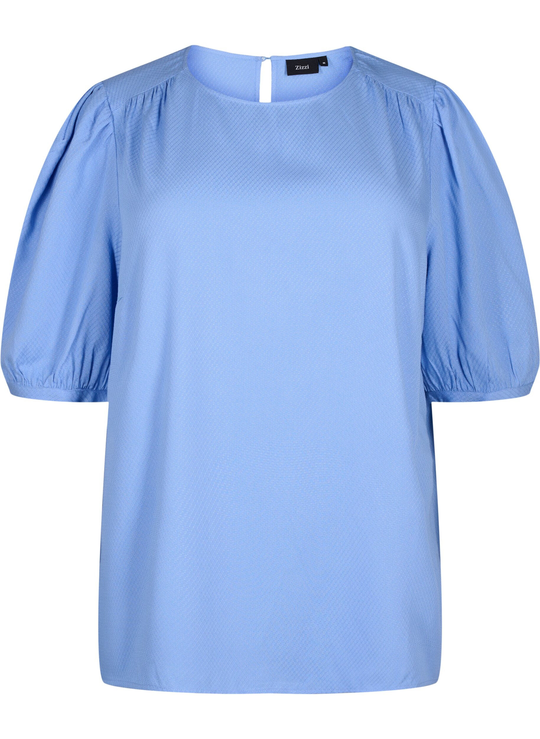 Zizzi Viskosebluse mit 1/2 &Auml;rmeln, Cornflower Blue, Packshot image number 0