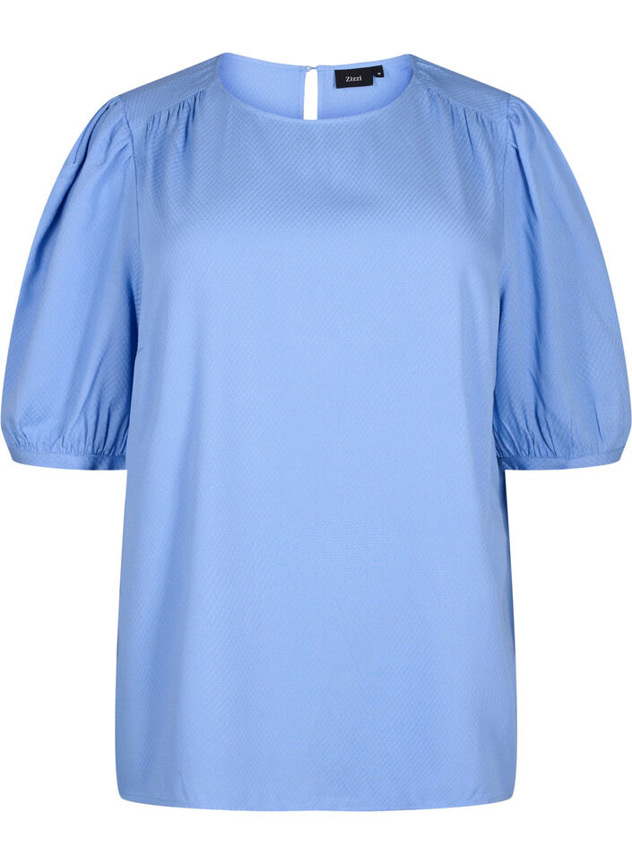  Viskosebluse mit 1/2 Ärmeln, Cornflower Blue, Packshot image number 0