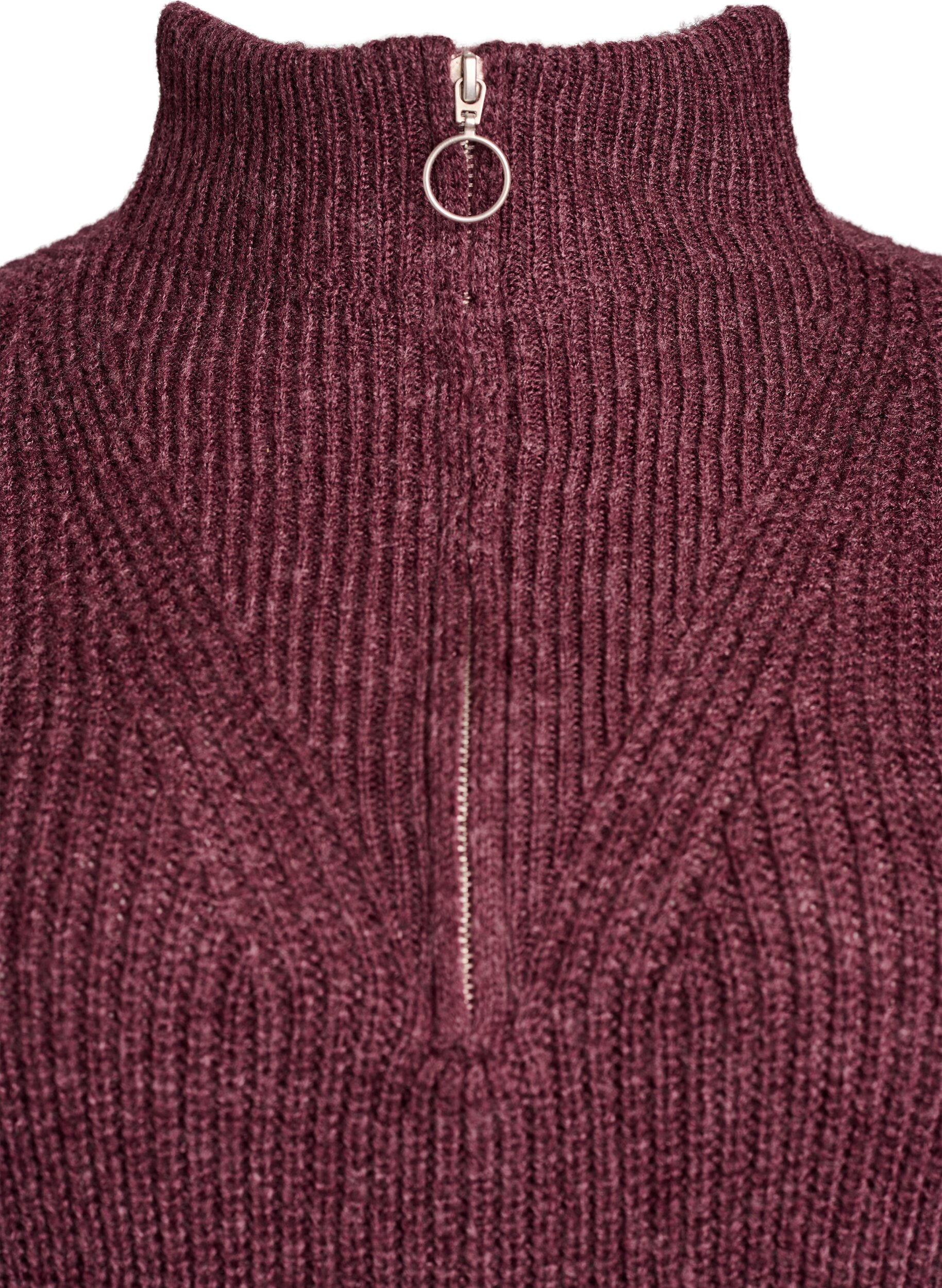 ZizziStrickpullover mit hohem Kragen und Rei&szlig;verschluss, Rot, Packshot image number 2