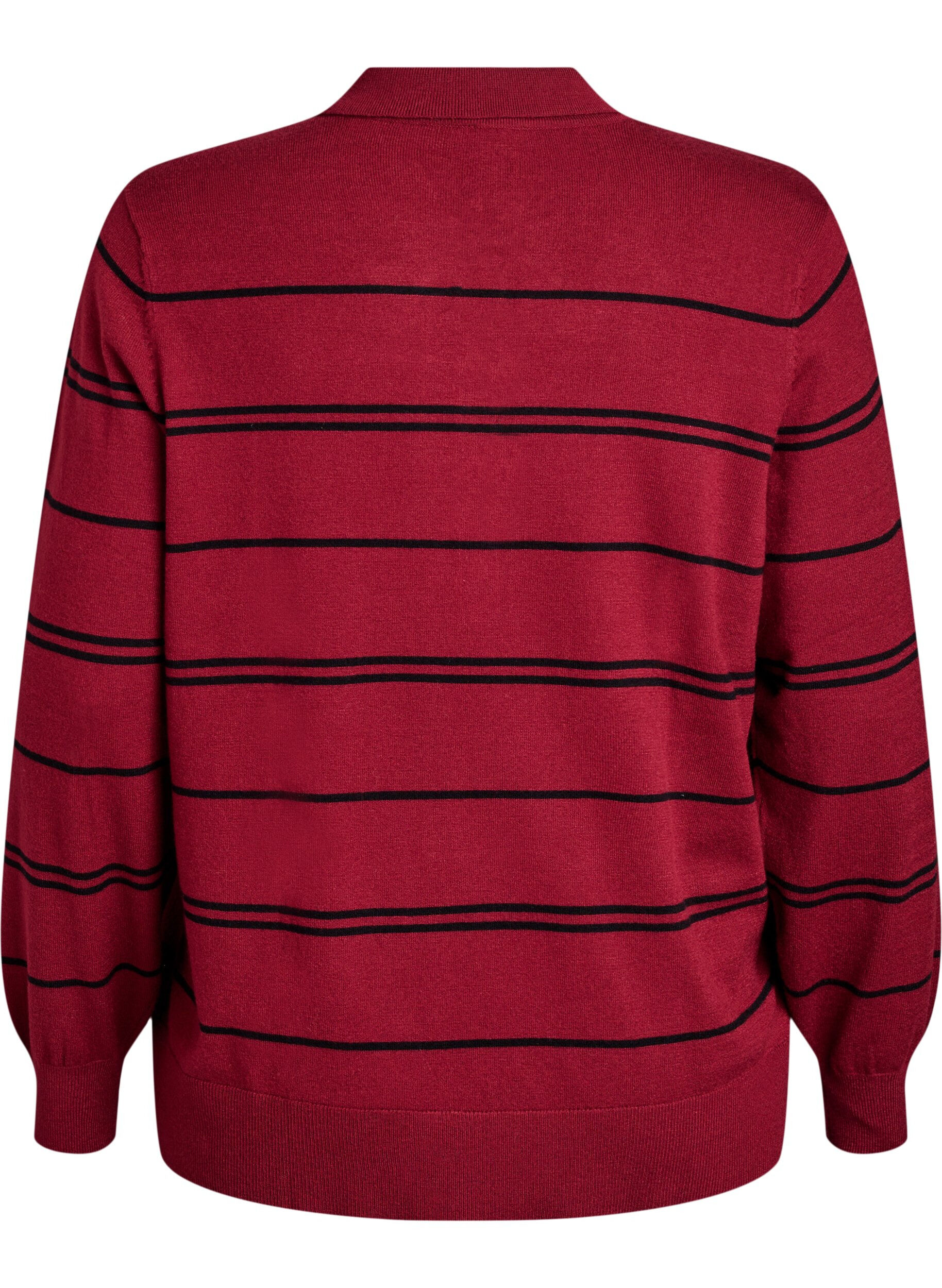 ZizziStrickbluse mit Kragen, Rot, Packshot image number 1