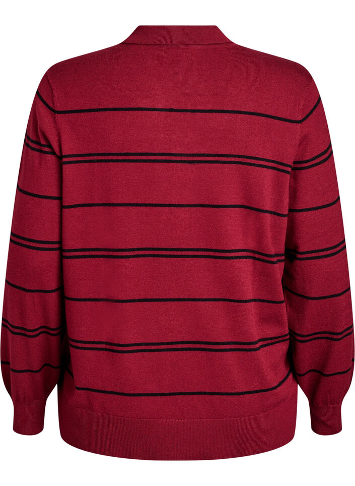 Strickbluse mit Kragen, Rot, Packshot image number 1