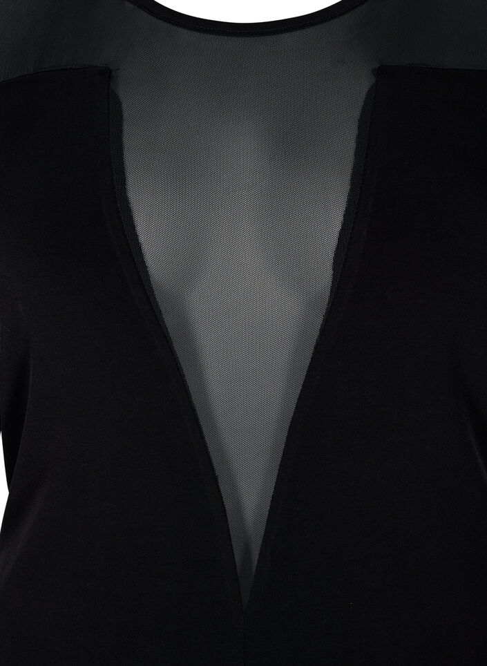 Eng anliegender Bodystocking mit Mesh, Black, Packshot image number 2