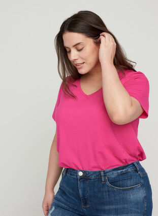 Basic T-Shirt, Fuchsia Purple, Model image number 0