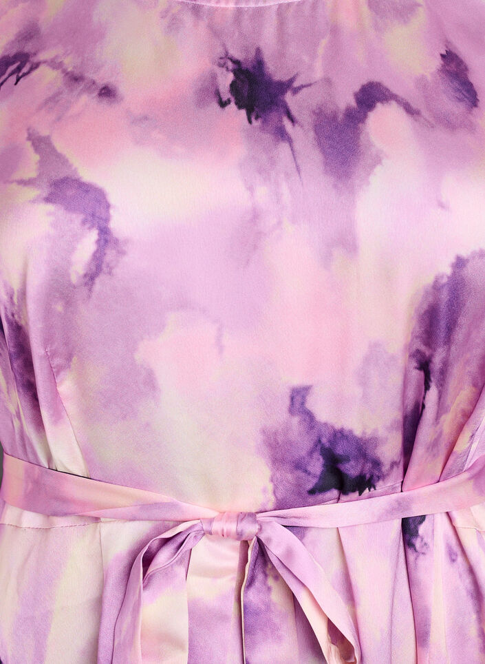 Partykleid mit kurzen &Auml;rmeln und Bindeg&uuml;rtel, Lila, Packshot image number 2