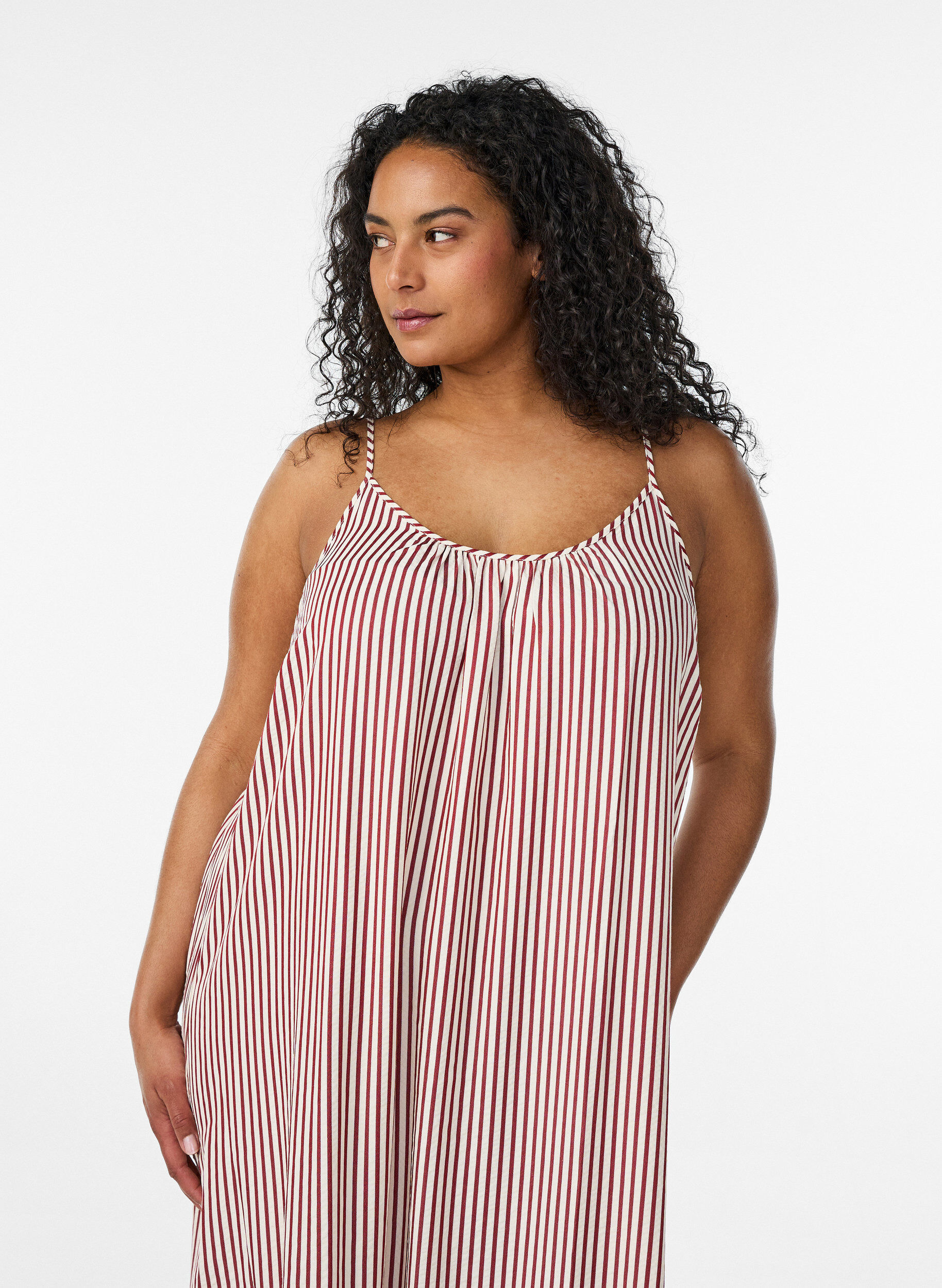 ZizziSommerkleid mit Streifen und A-Linie, Rot, Model image number 2