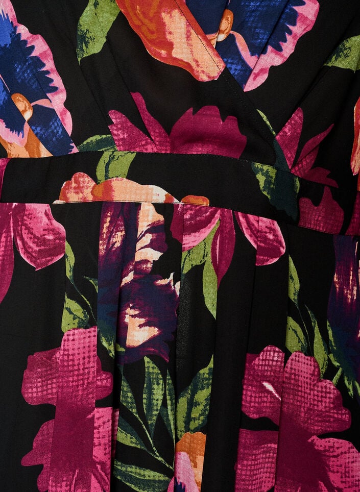 Maxikleid mit Wickelausschnitt und langen &Auml;rmeln, Schwarz, Packshot image number 2