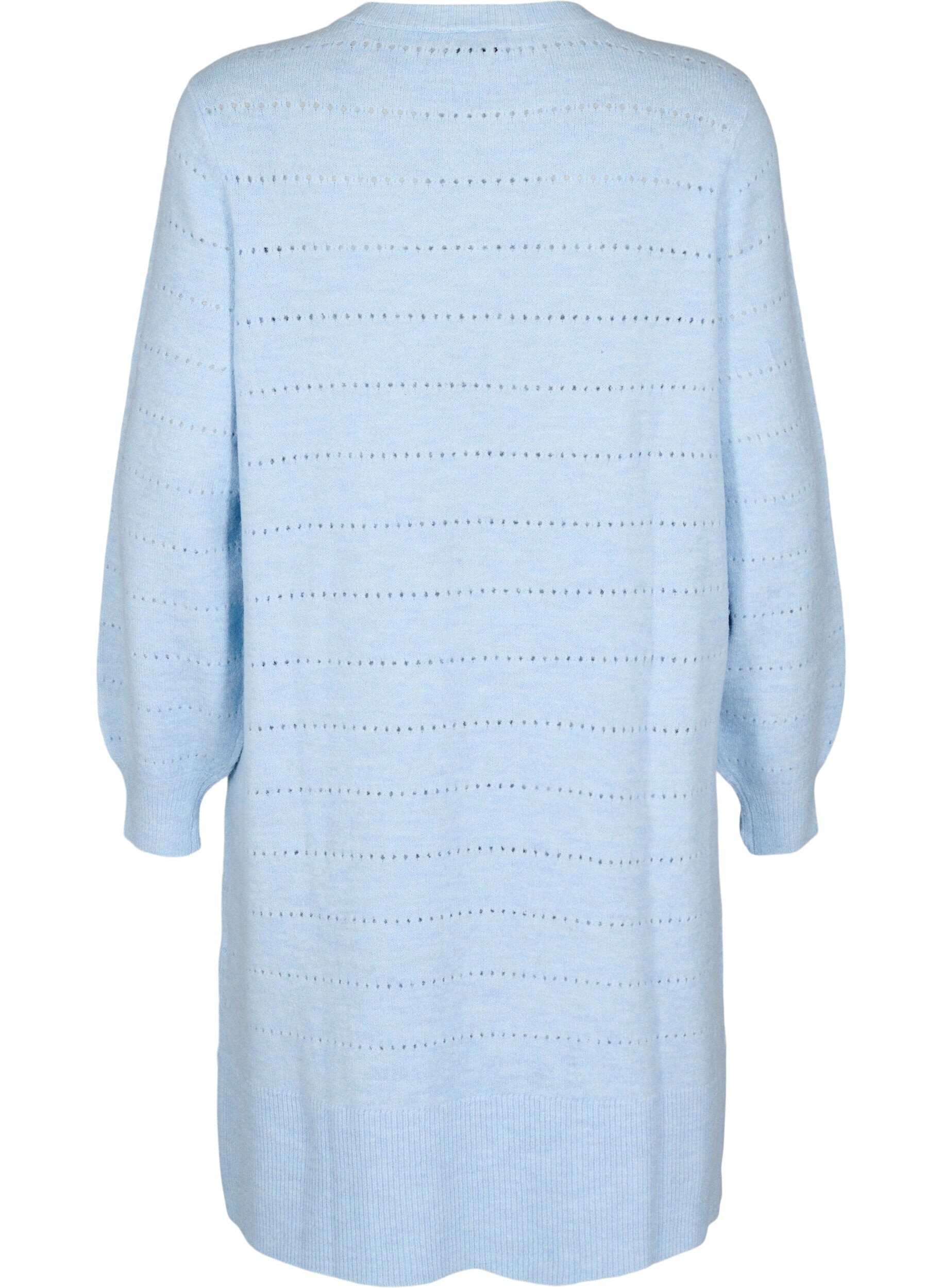 ZizziStrickkleid mit Schlitzen und Lochmuster, Cashmere Blue Mel., Packshot image number 1