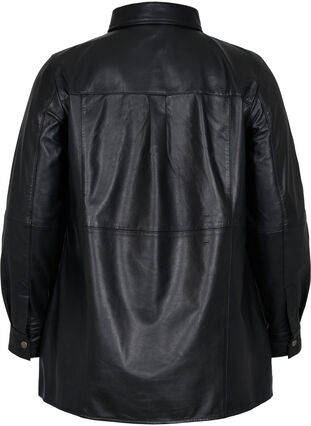 Lederhemd mit Knöpfen, Black, Packshot image number 1