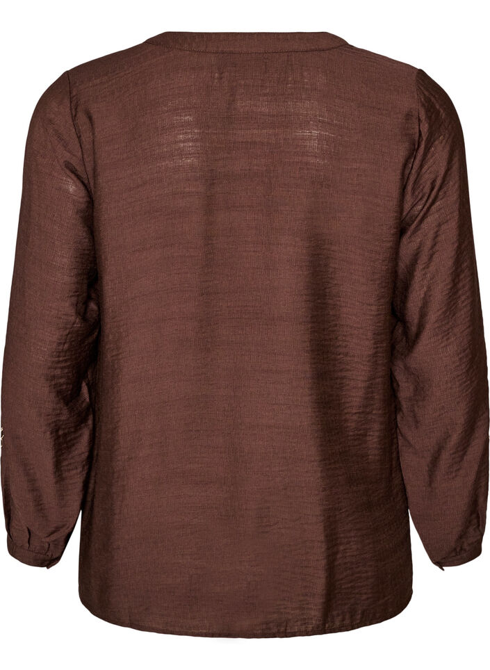 Bluse aus Viskose mit bestickten &Auml;rmeln, Braun, Packshot image number 1