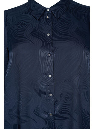 Langes Hemdkleid mit Ton-in-Ton Muster, Night Sky, Packshot image number 2