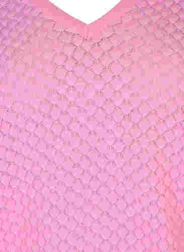 Gemusterte Strickbluse mit V-Ausschnitt, Begonia Pink, Packshot image number 2