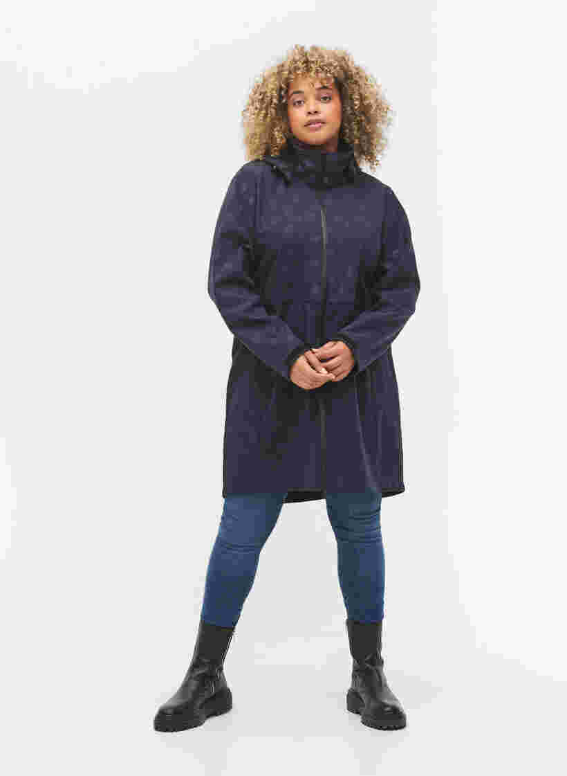 Softshell-Jacke mit abnehmbarer Kapuze, Navy, Model image number 2