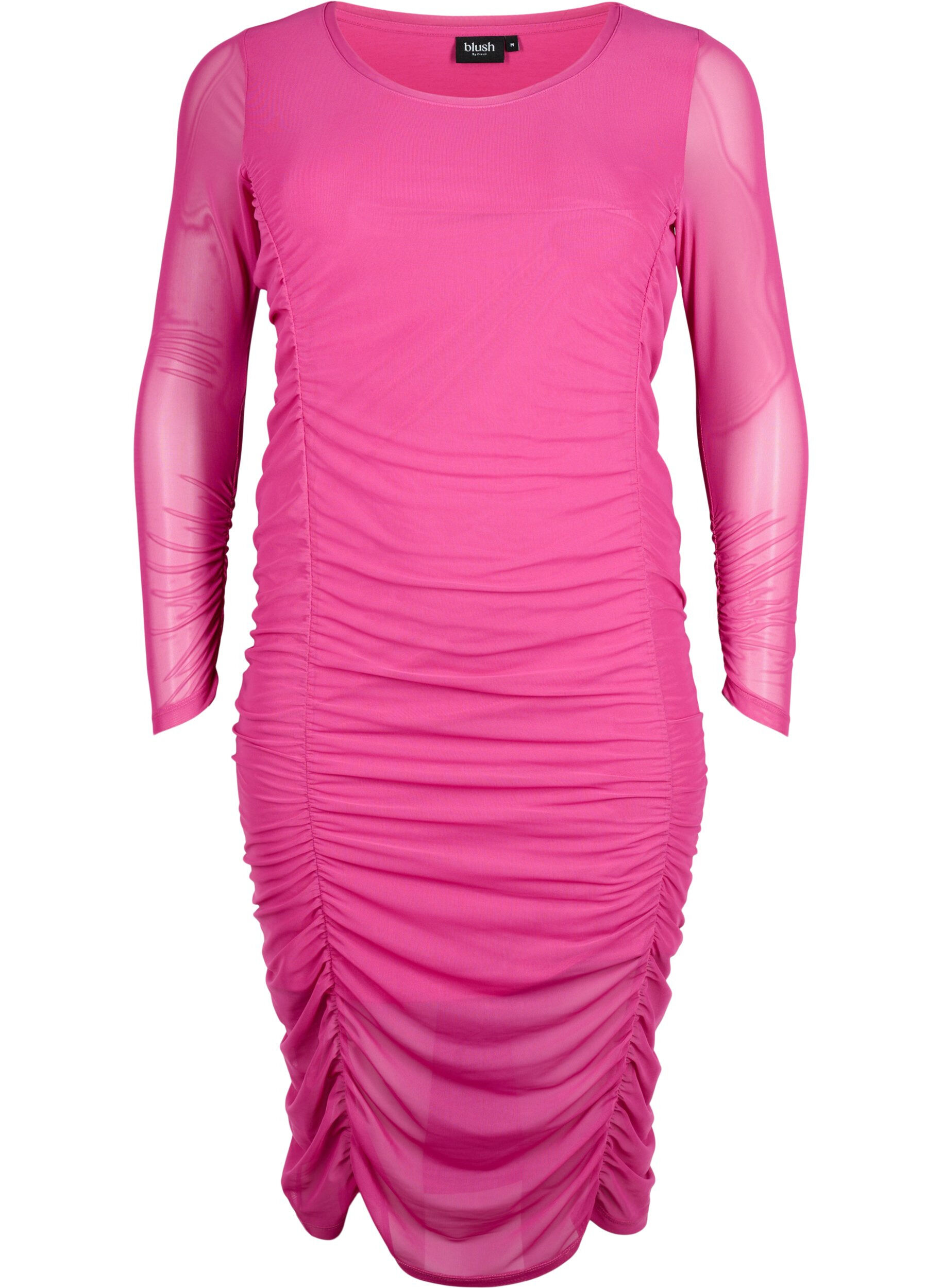 ZizziEng anliegendes Kleid mit Drapierungen, Fuchsia Red, Packshot image number 0