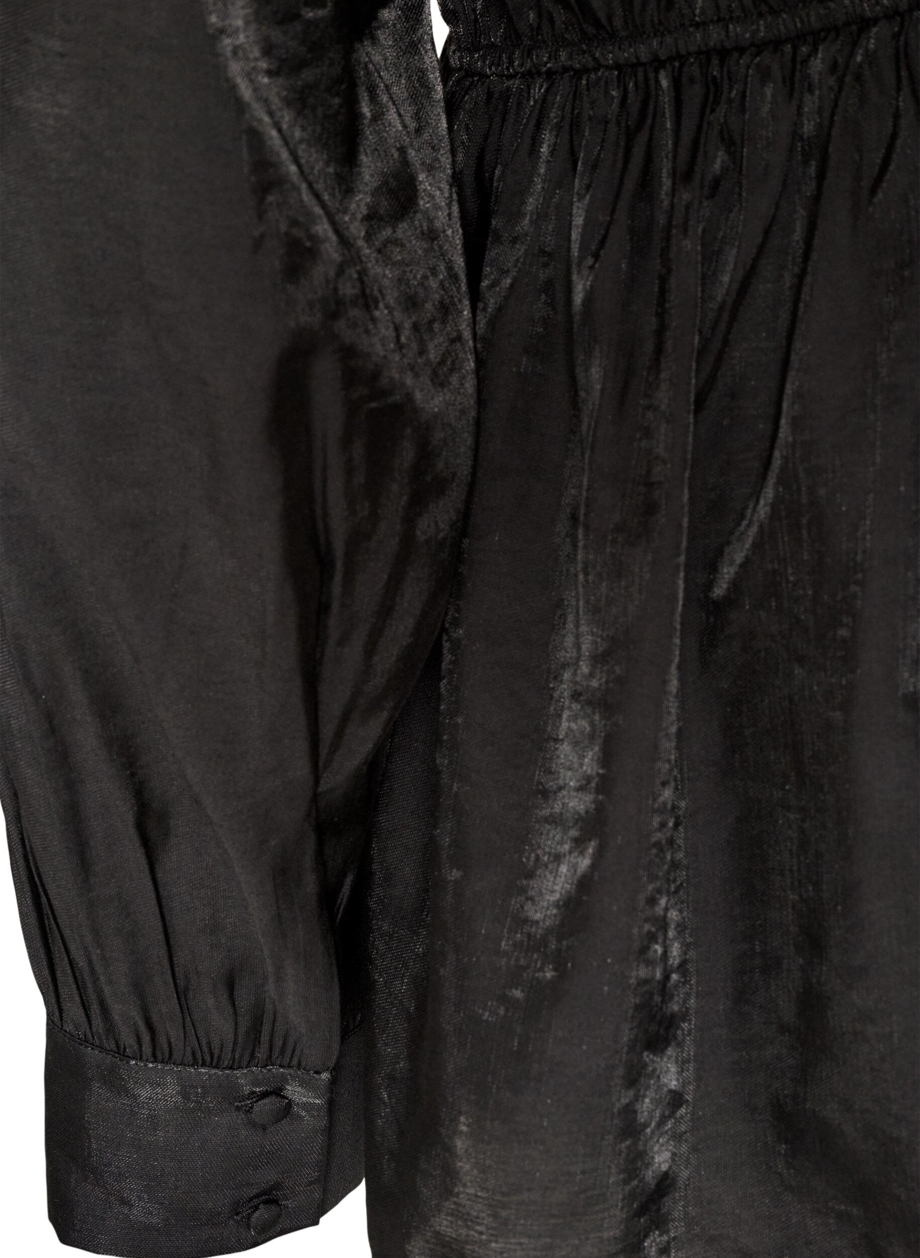 ZizziGl&auml;nzende Bluse aus Viskose mit Peplum-Effekt, Schwarz, Packshot image number 3