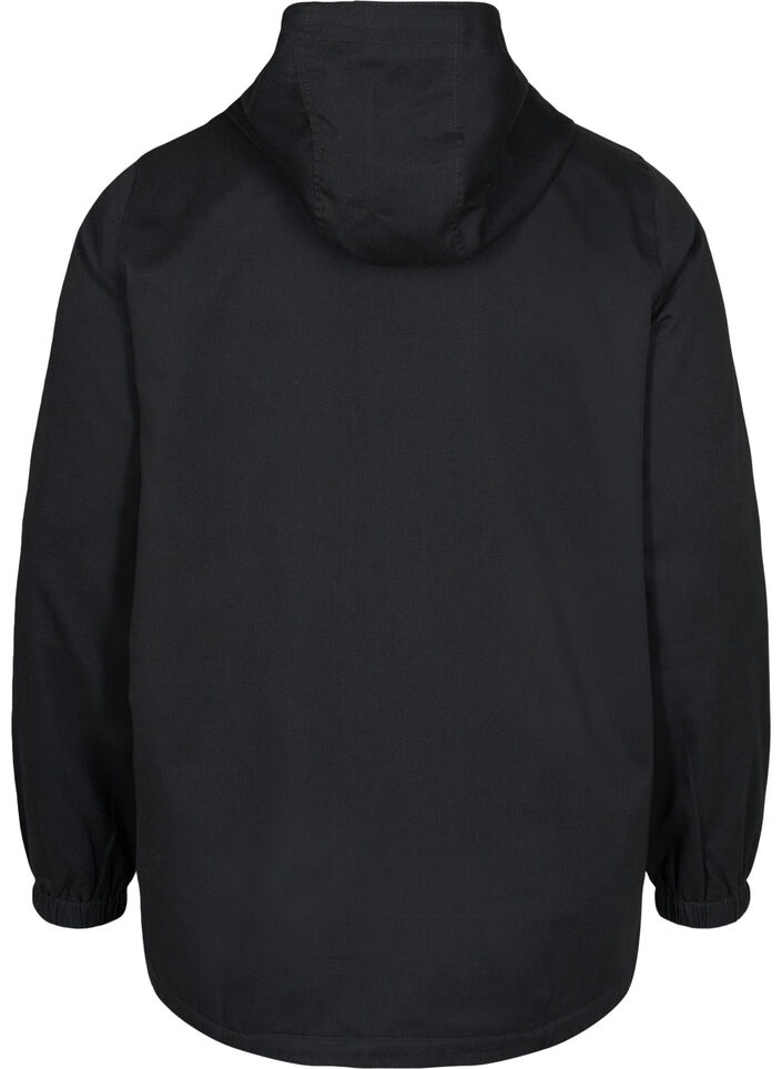 Kurze Parkajacke mit Kapuze und Kordelzug, Black, Packshot image number 1