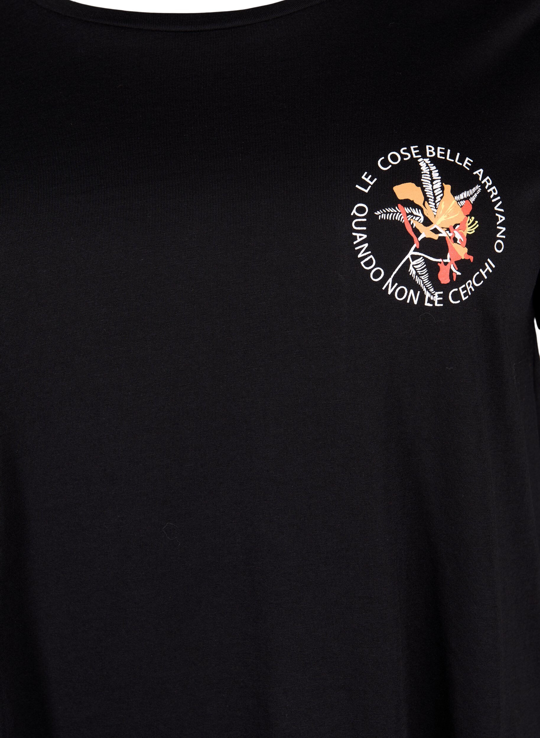 ZizziT-Shirt aus Baumwolle mit Aufdruck, Black W. Chest print, Packshot image number 2