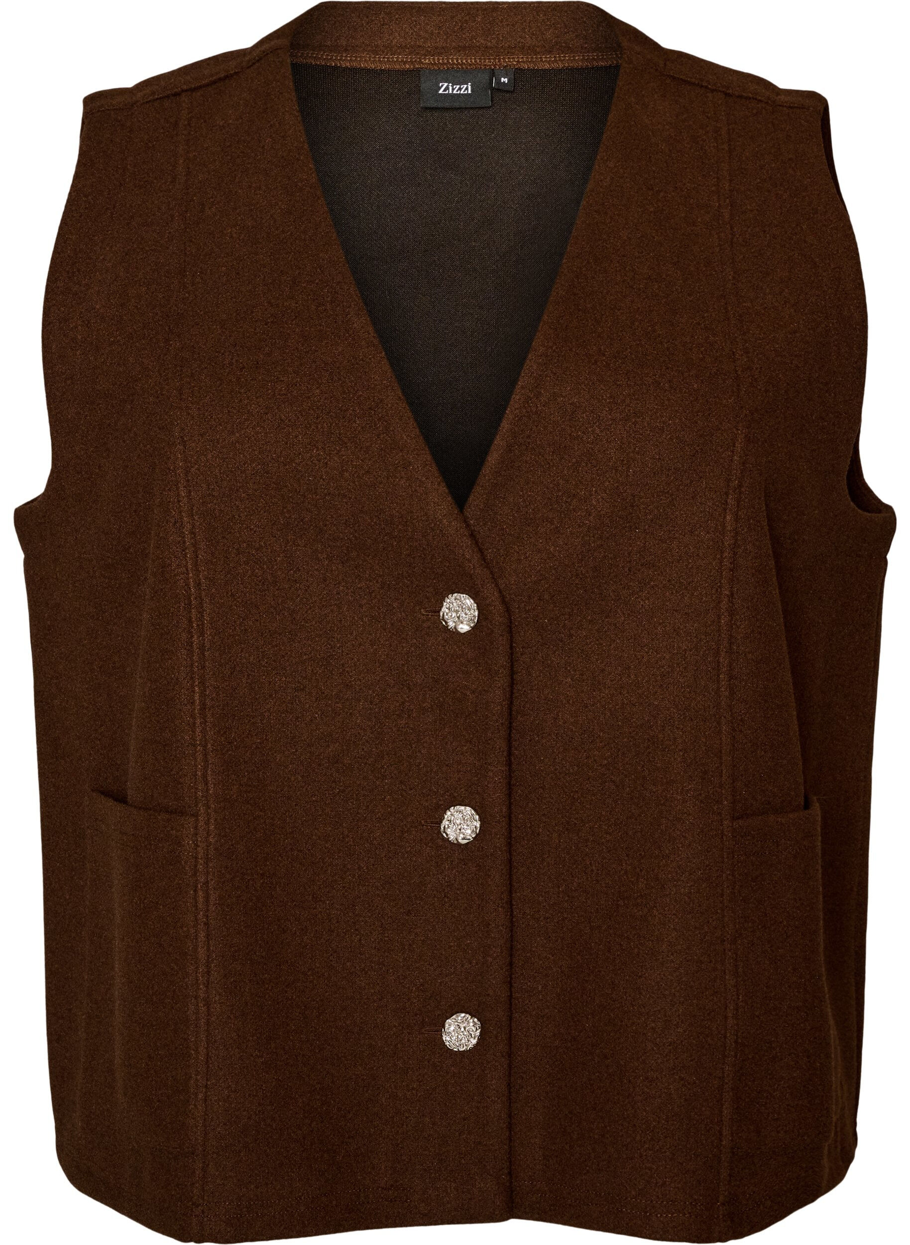 ZizziWeste mit V-Ausschnitt und Kn&ouml;pfen, Braun, Packshot image number 0