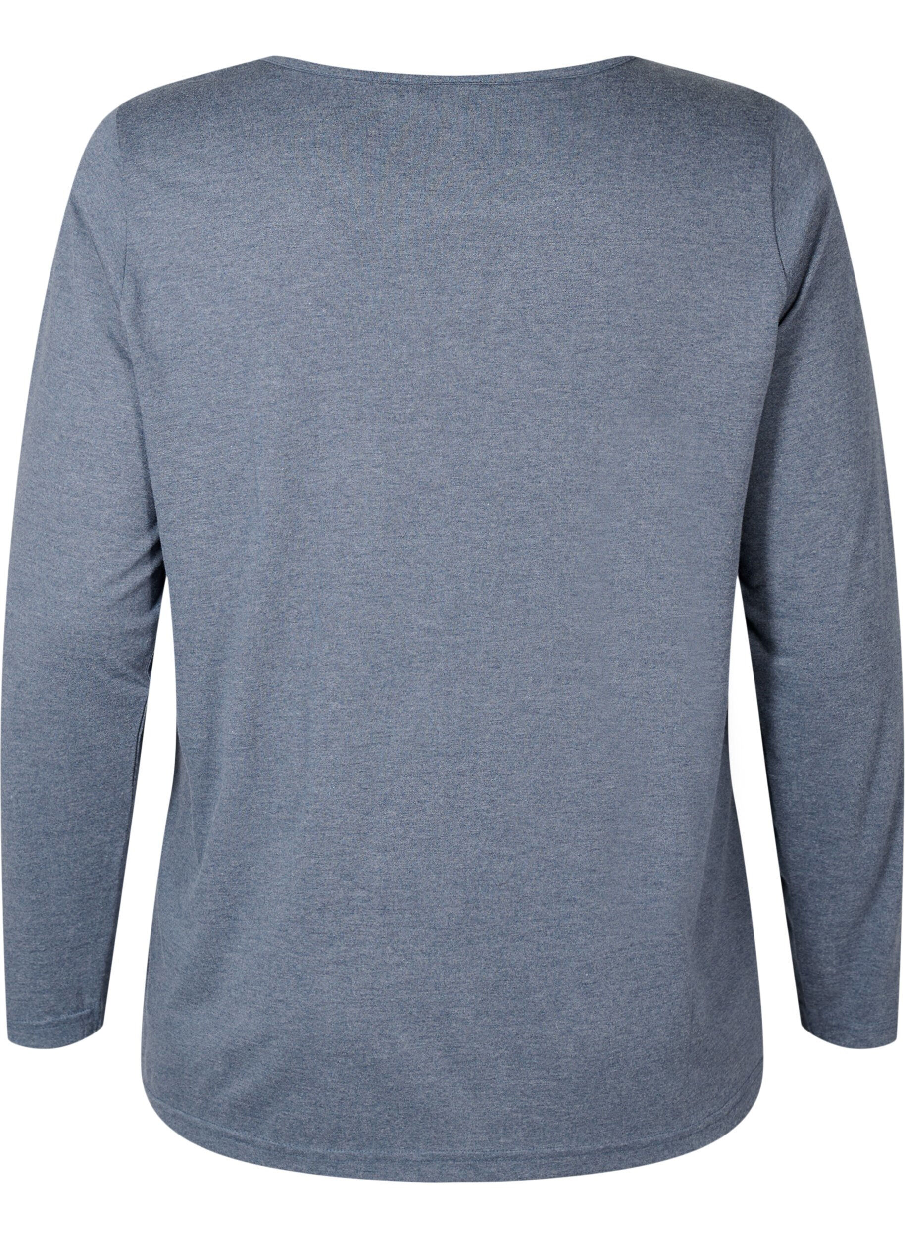 ZizziMelange-Bluse mit langen &Auml;rmeln, Night Sky Mel. , Packshot image number 1