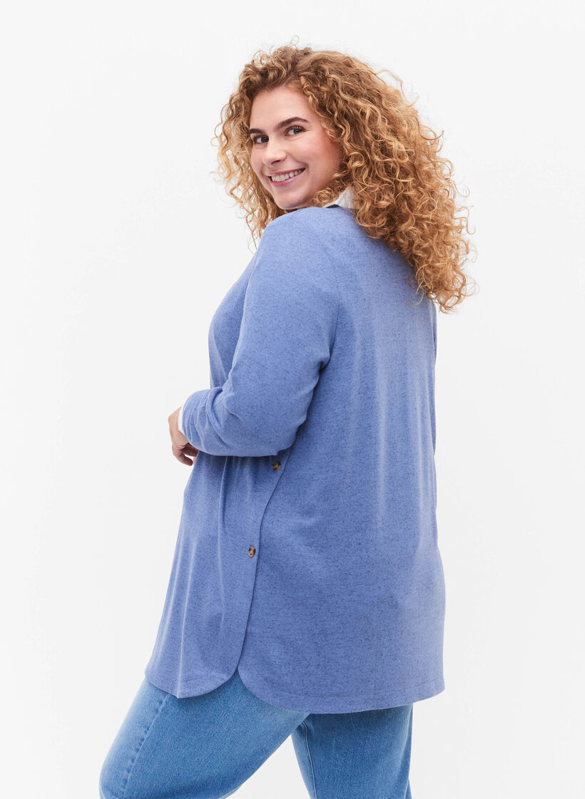 Melange bluse mit Kn&ouml;pfen, Colony Blue Melange, Model image number 1